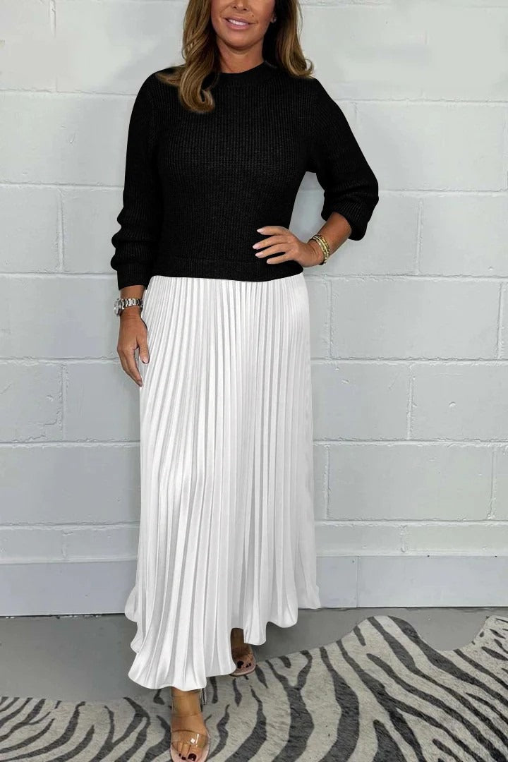 AVA & GRACE NYC™ | Claudia — Maxi Dress with Sweater Top & Pleated Skirt
