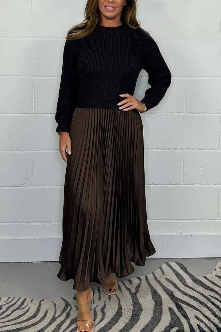 AVA & GRACE NYC™ | Claudia — Maxi Dress with Sweater Top & Pleated Skirt
